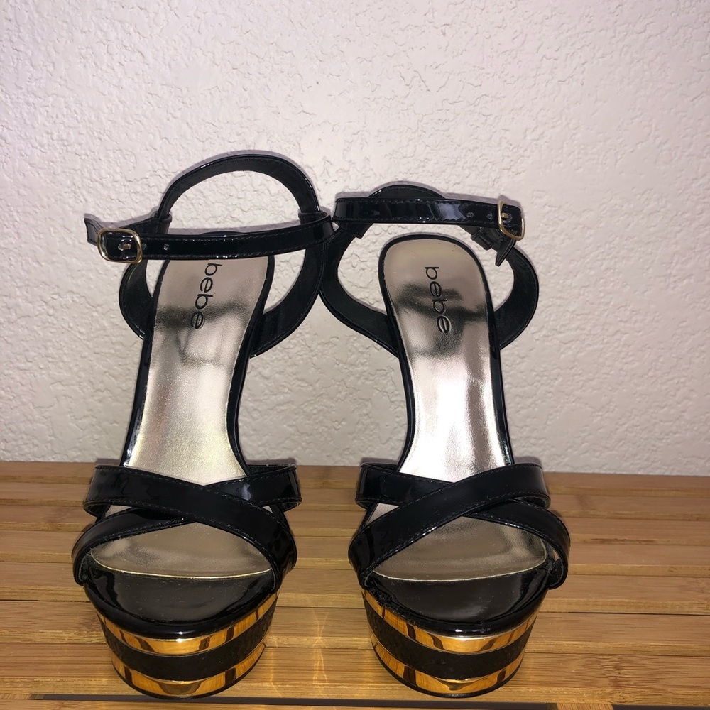 Bebe High Heels /Black & Gold
